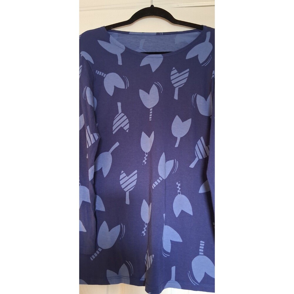 Gudrun Sjödén Women’s M Purple Blue Tulip Floral Button-Front Long Sleeve Tunic - Picture 4 of 6